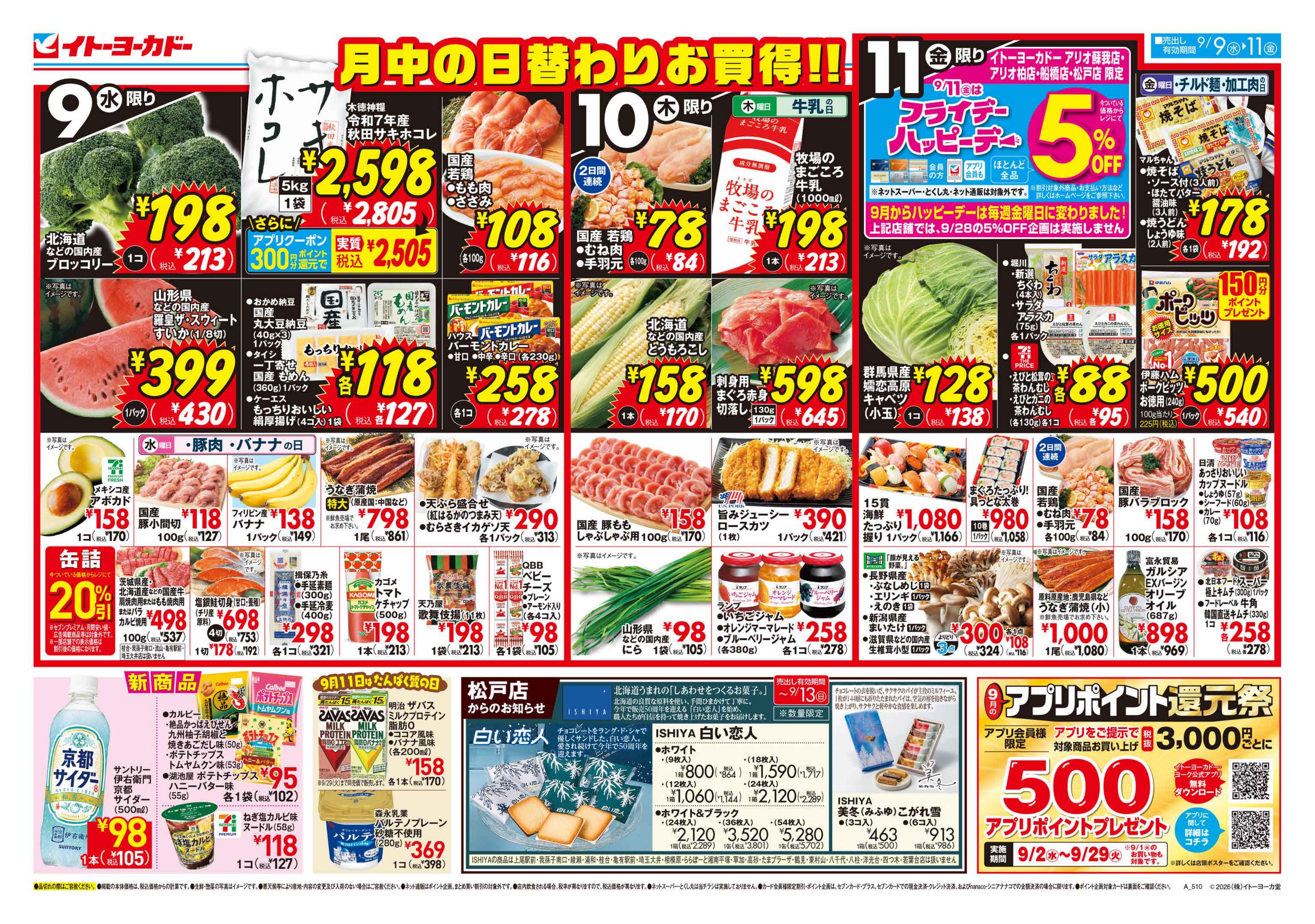 イトーヨーカドー 松戸店 9/9(水)〜9/11(金)のお買得のチラシ